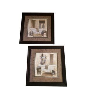 Carol Robinson Claw Foot Bathtub Framed Art Set Of 2 Similar Bathroom Prints 14”